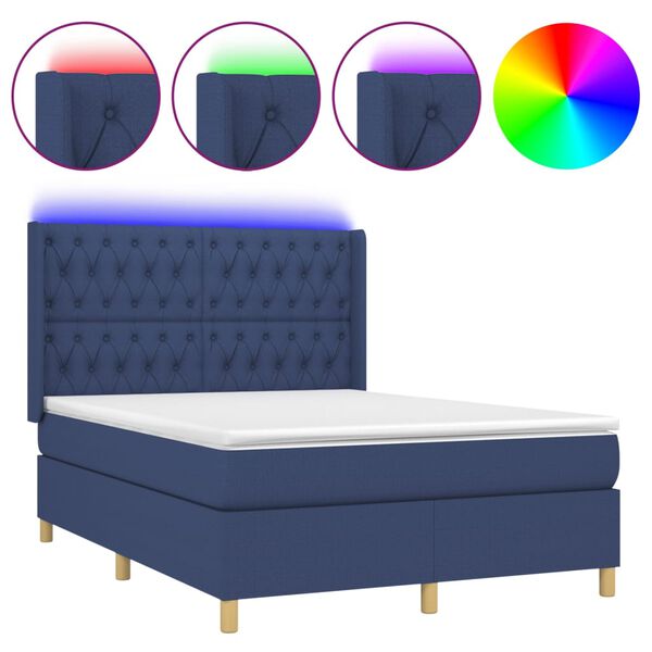 vidaXL &Kappa;&rho;&epsilon;&beta;ά&tau;&iota; Boxspring &mu;&epsilon; &Sigma;&tau;&rho;ώ&mu;&alpha; & LED &Mu;&pi;&lambda;&epsilon; 140x190 &epsilon;&kappa;. &Upsilon;&phi;&alpha;&sigma;&mu;ά&tau;&iota;&nu;&omicron;