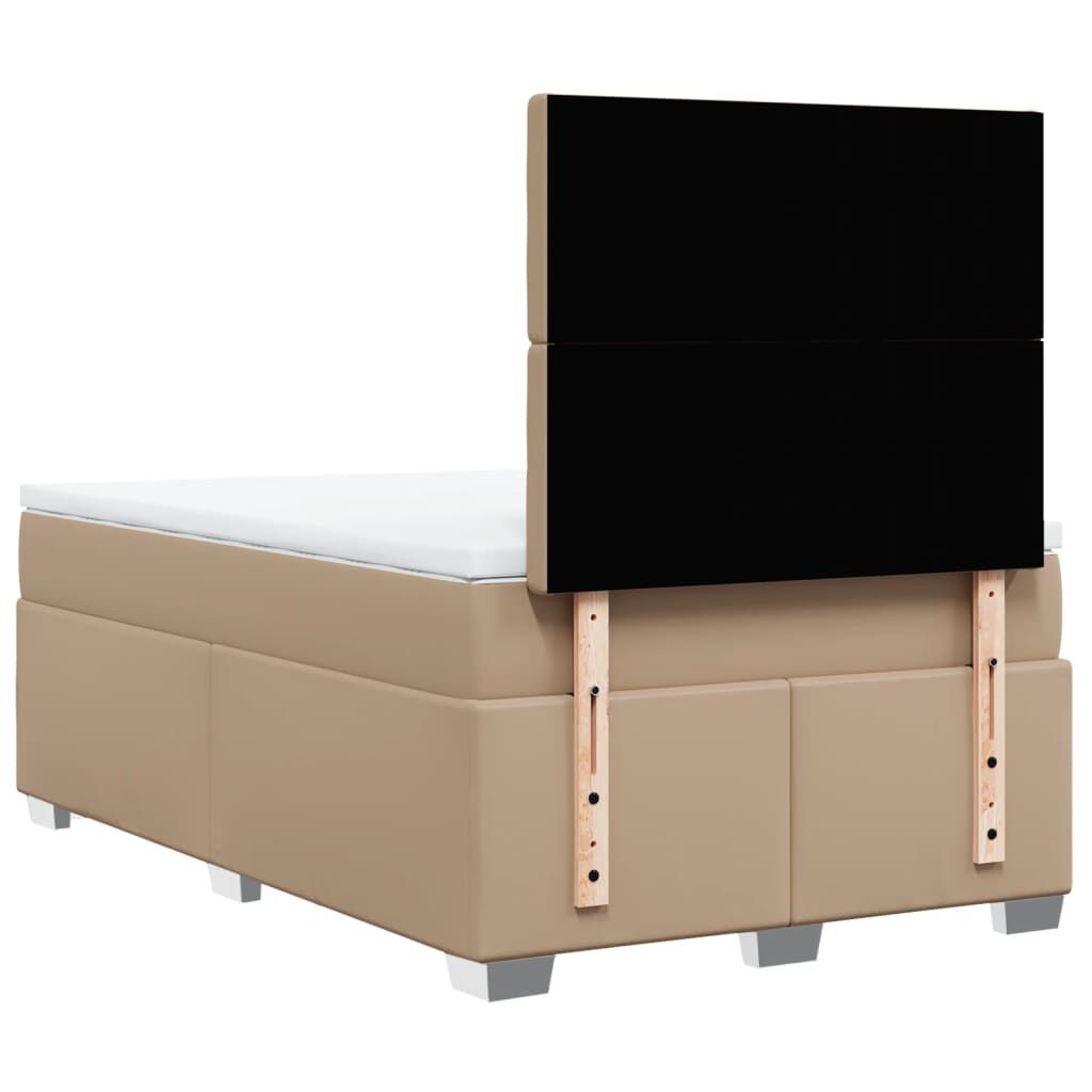 vidaXL Κρεβάτι Boxspring με Στρώμα Καπουτσίνο 120x190εκ.από Συνθ.Δέρμα