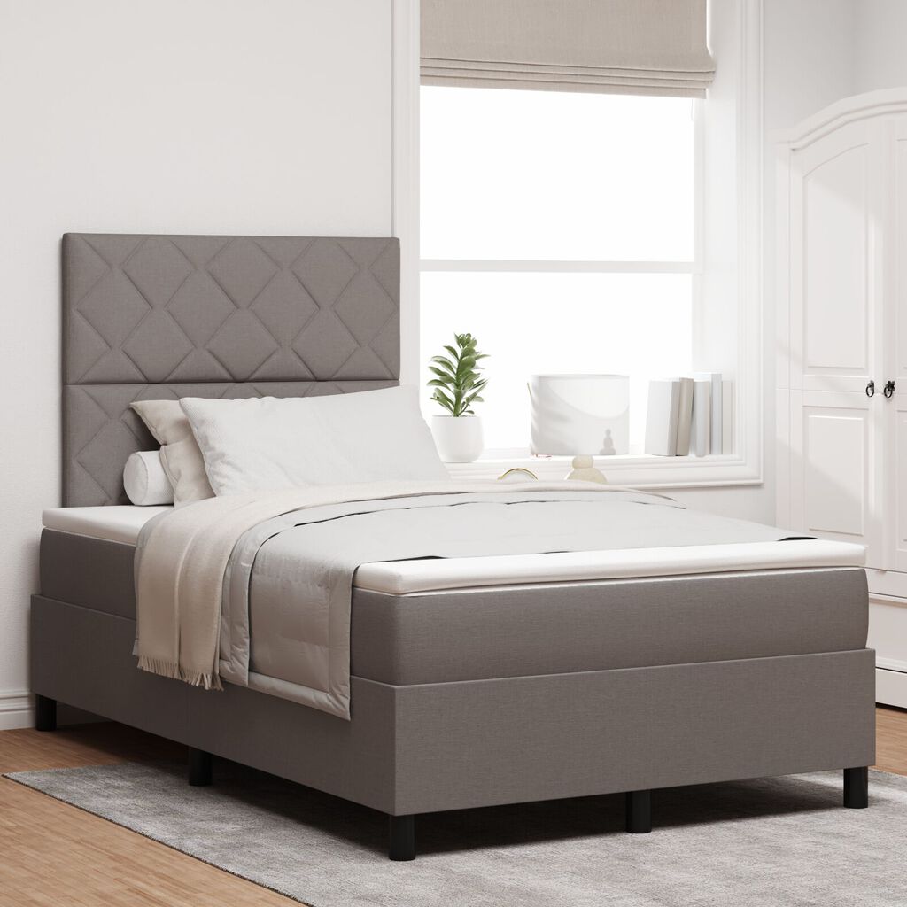 vidaXL Κρεβάτι Box Spring με Στρώμα Beige Μικρού Διπλού Υφάσματος