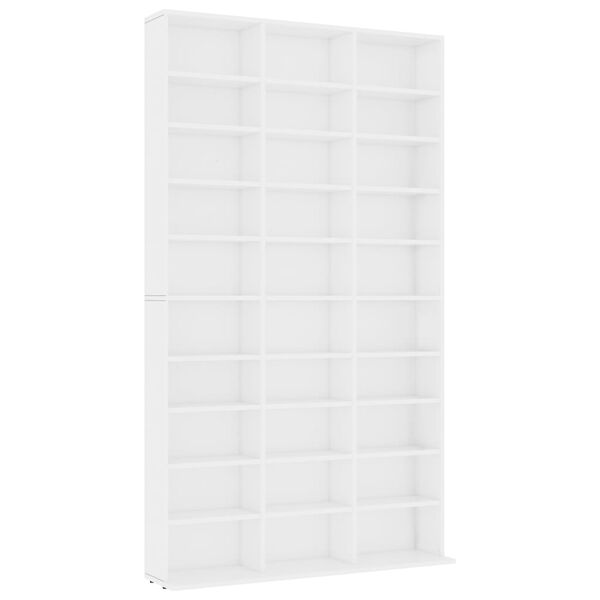 vidaXL Έπιπλο για CD Λευκό 102 x 16 x 177,5 εκ. από Επεξεργασμένο Ξύλο