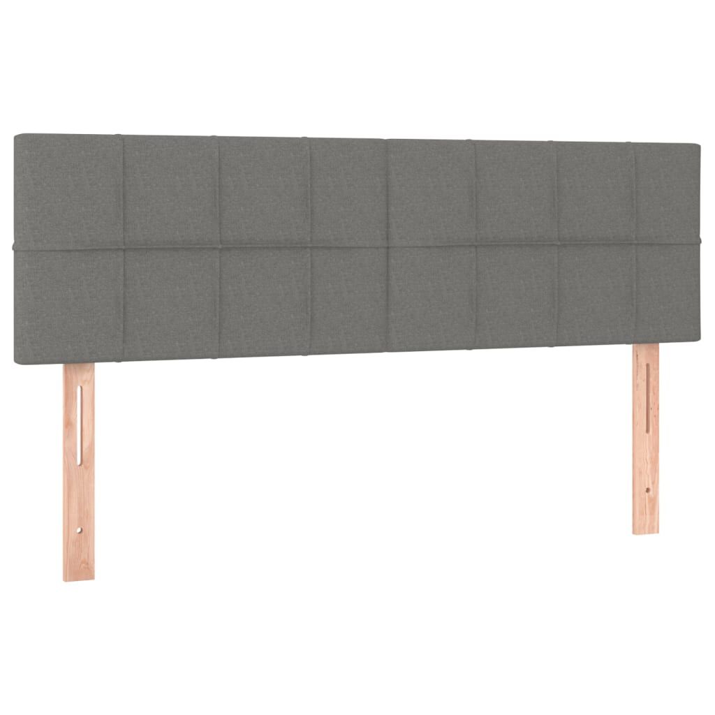 vidaXL Κρεβάτι Boxspring με Στρώμα & LED Σκ.Γκρι 140x200 εκ Υφασμάτινο