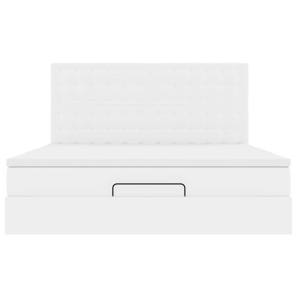 vidaXL Οθωμανικό κρεβάτι με στρώμα Λευκό 160x200cm Faux Leather
