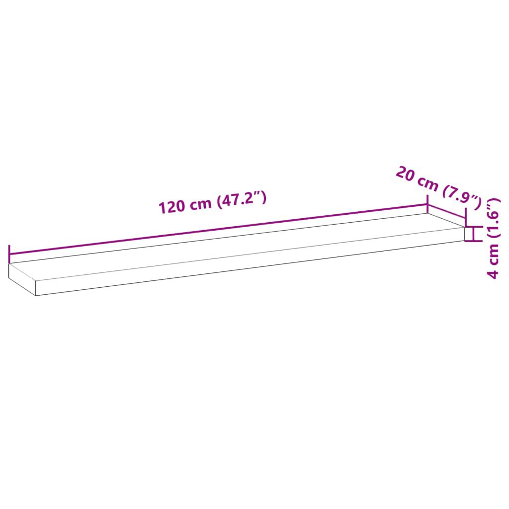 vidaXL Ράφι Κρεμαστό 120x20x4 εκ. Ακατέργαστο Μασίφ Ξύλο Ακακίας