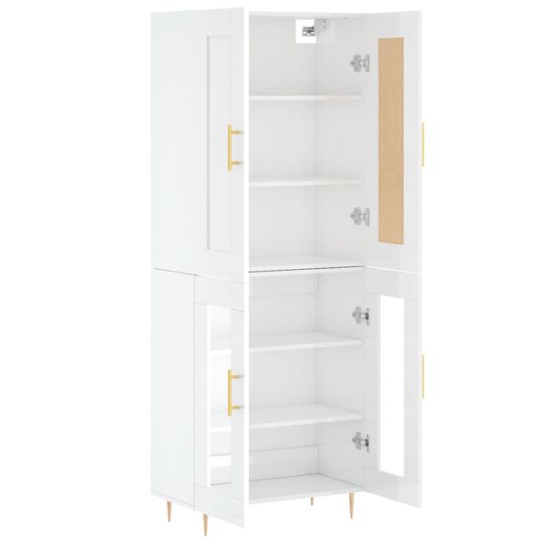 vidaXL Ντουλάπι Γυαλιστερό Λευκό 69,5x34x180 εκ. Επεξεργασμένο Ξύλο