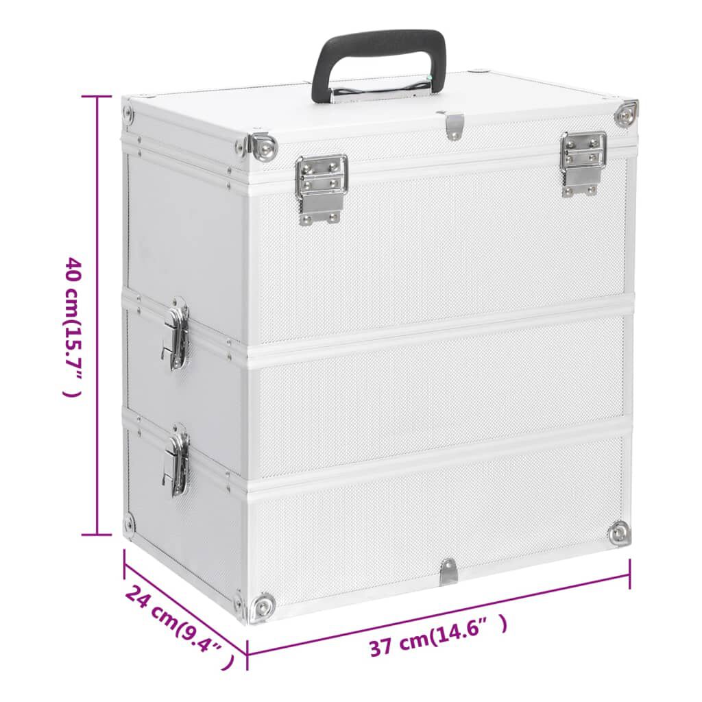 vidaXL Βαλίτσα Μακιγιάζ Ασημί 37 x 24 x 40 εκ. από Αλουμίνιο