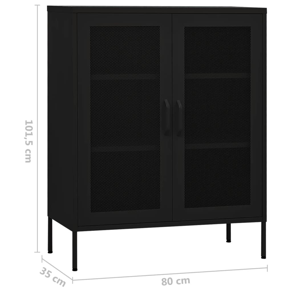 vidaXL Ντουλάπι Αποθήκευσης Μαύρο 80 x 35 x 101,5 εκ. Ατσάλινο