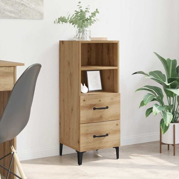 vidaXL Πλαϊνό γραφείο με συρτάρι artisan δρυς 34 x 34.5 x 90 εκ
