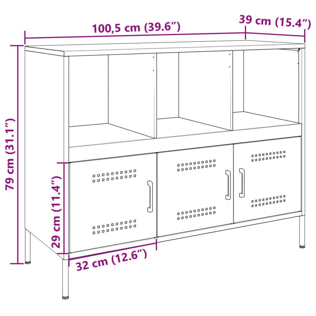 vidaXL Ντουλάπι Πράσινο Λαδί 100,5x39x79 εκ. από Ατσάλι