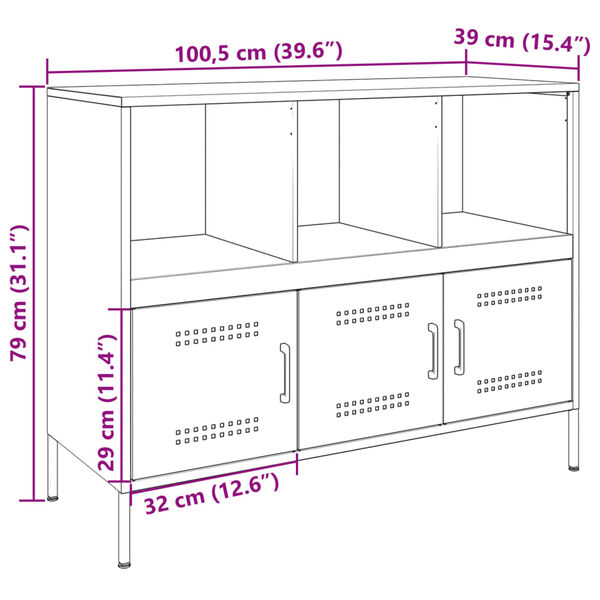 vidaXL Ντουλάπι Πράσινο Λαδί 100,5x39x79 εκ. από Ατσάλι