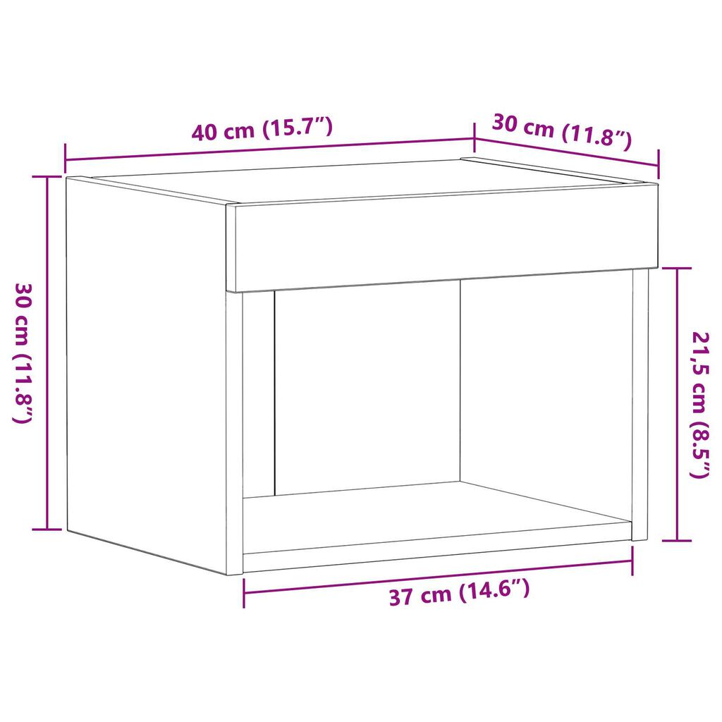 vidaXL Ντουλάπι Τοίχου με LED Φώτα Ξύλο Artisan 40x30x30 εκ.