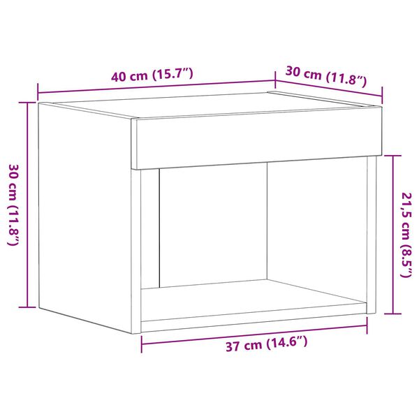 vidaXL Ντουλάπι Τοίχου με LED Φώτα Ξύλο Artisan 40x30x30 εκ.