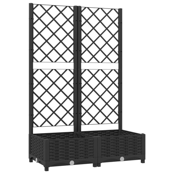 vidaXL Ζαρντινιέρα Κήπου με Καφασωτό Μαύρο 80 x 40 x 121,5 εκ. από PP