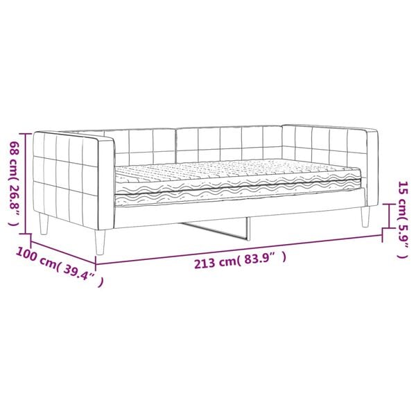 vidaXL Καναπές Κρεβάτι με Στρώμα μαύρο 90x190 εκ. Βελούδινος
