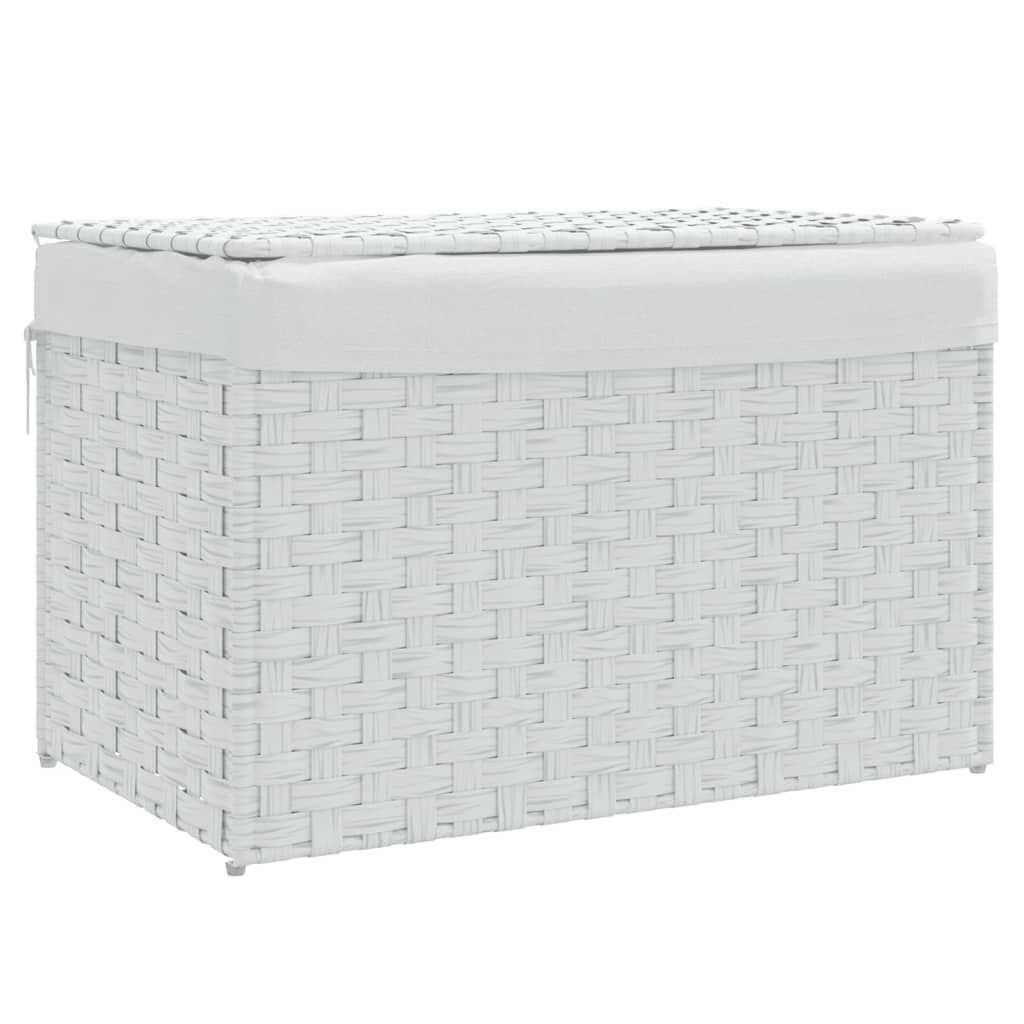 vidaXL Καλάθι Πλυντηρίου με Καπάκι Λευκό 55,5 x 35 x 34εκ. Συνθ. Ρατάν