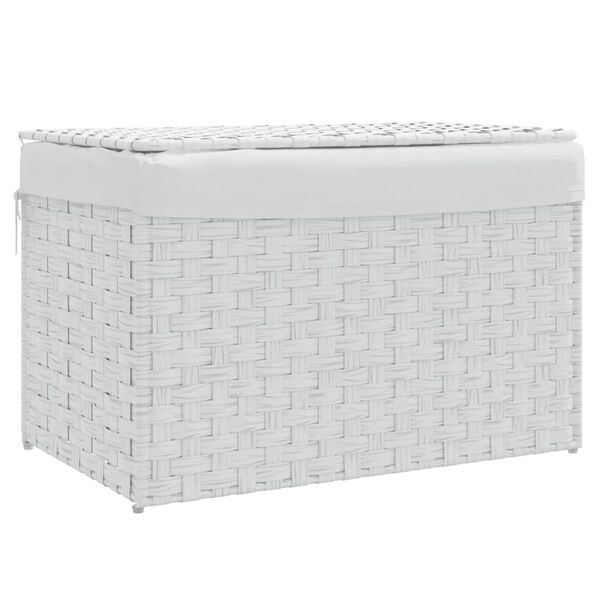 vidaXL Καλάθι Πλυντηρίου με Καπάκι Λευκό 55,5 x 35 x 34εκ. Συνθ. Ρατάν
