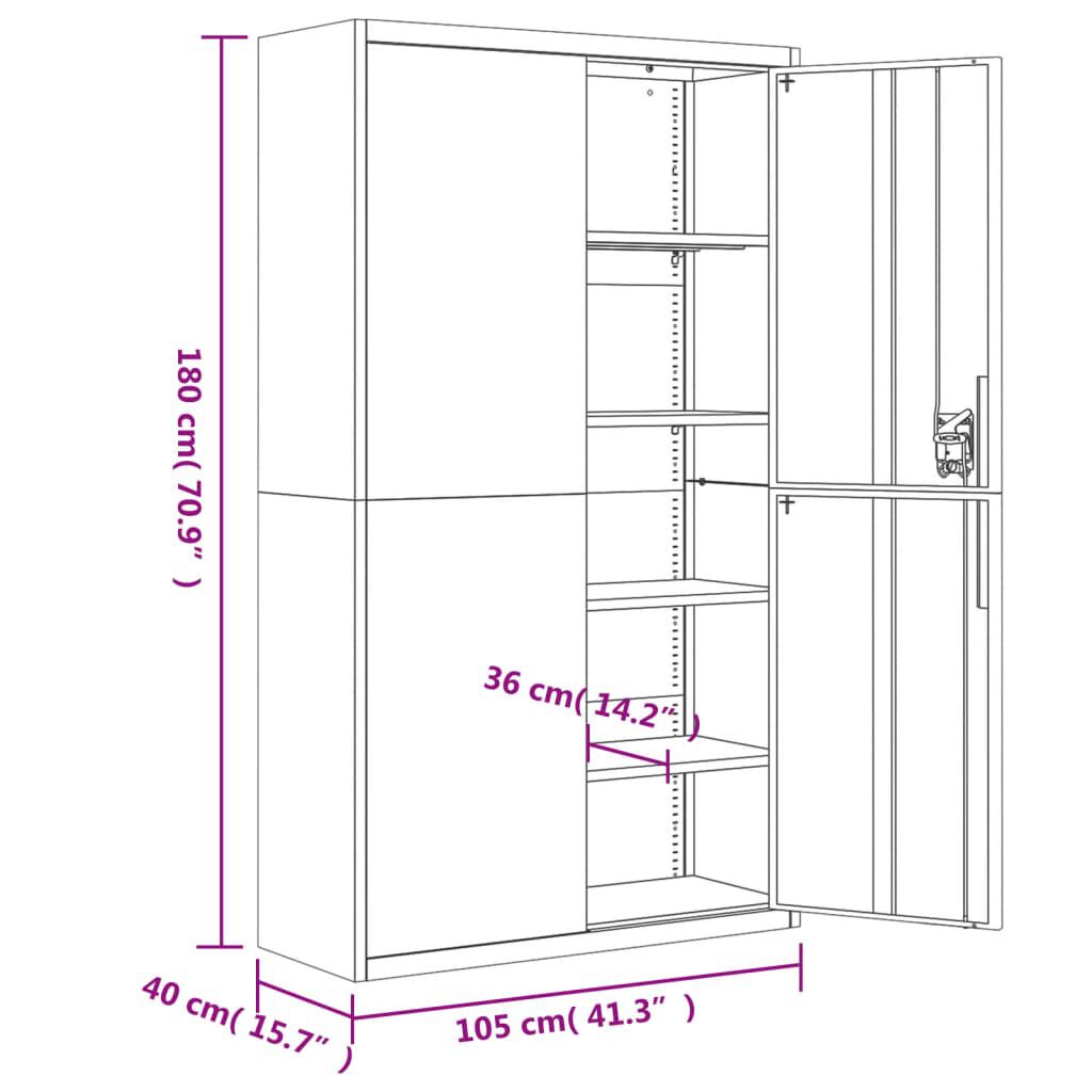 vidaXL Αρχειοθήκη Ανοιχτό Γκρι 105 x 40 x 180 εκ. Ατσάλινη