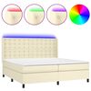 vidaXL Κρεβάτι Boxspring με Στρώμα & LED Κρεμ 200x200 εκ. Συνθ. Δέρμα