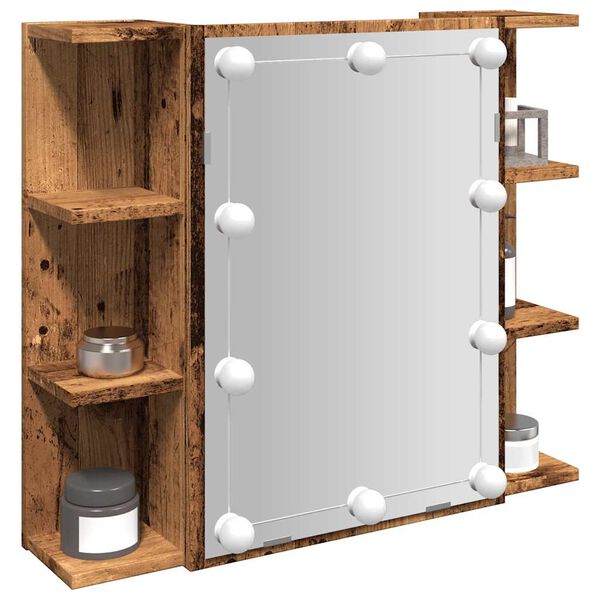 vidaXL Ντουλάπι καθρέφτη με LED Παλιό ξύλο 70x16,5x60 cm