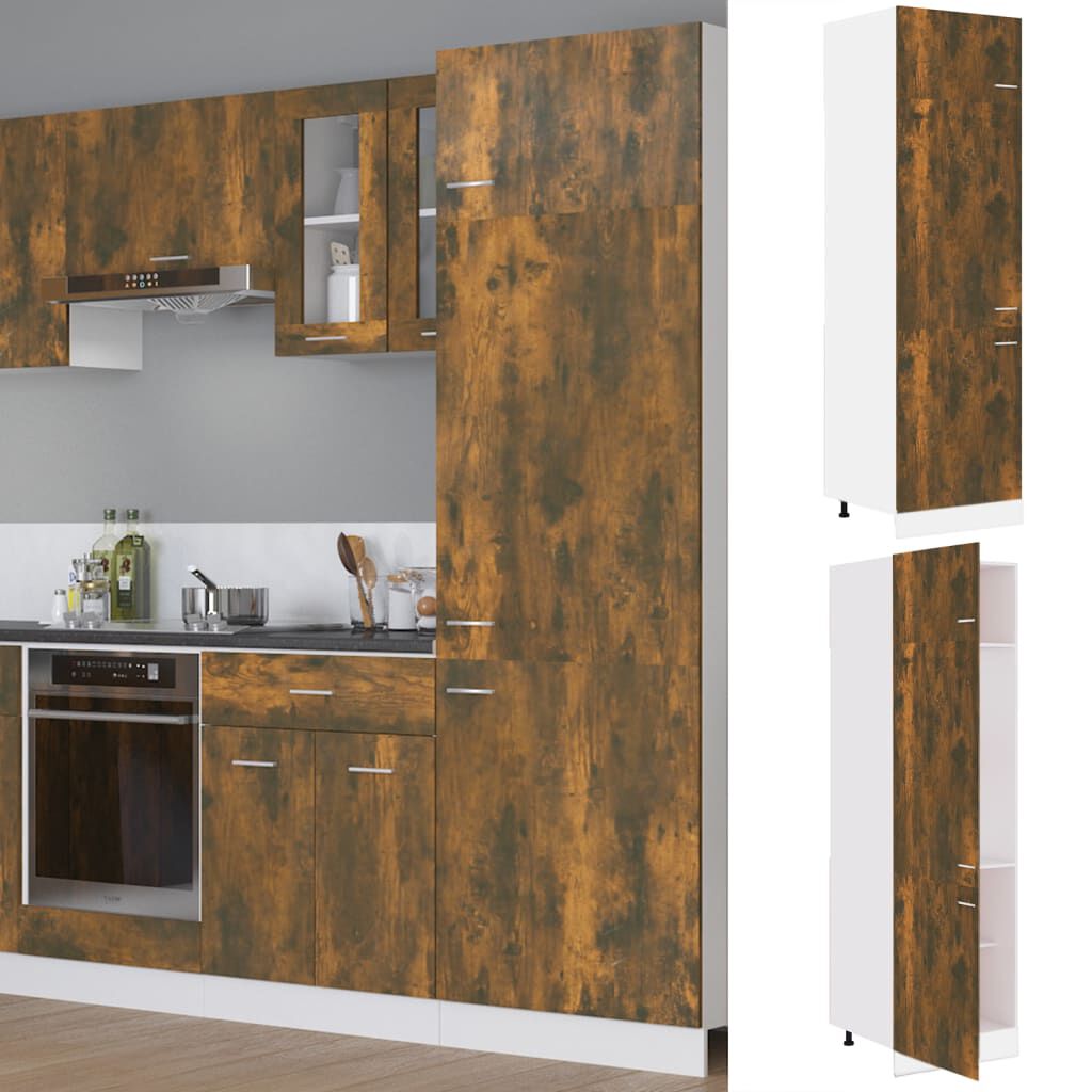vidaXL Ντουλάπι Ψυγείου Lyon Καπνιστή Δρυς 60x57x207 εκ. Επεξεργ. Ξύλο