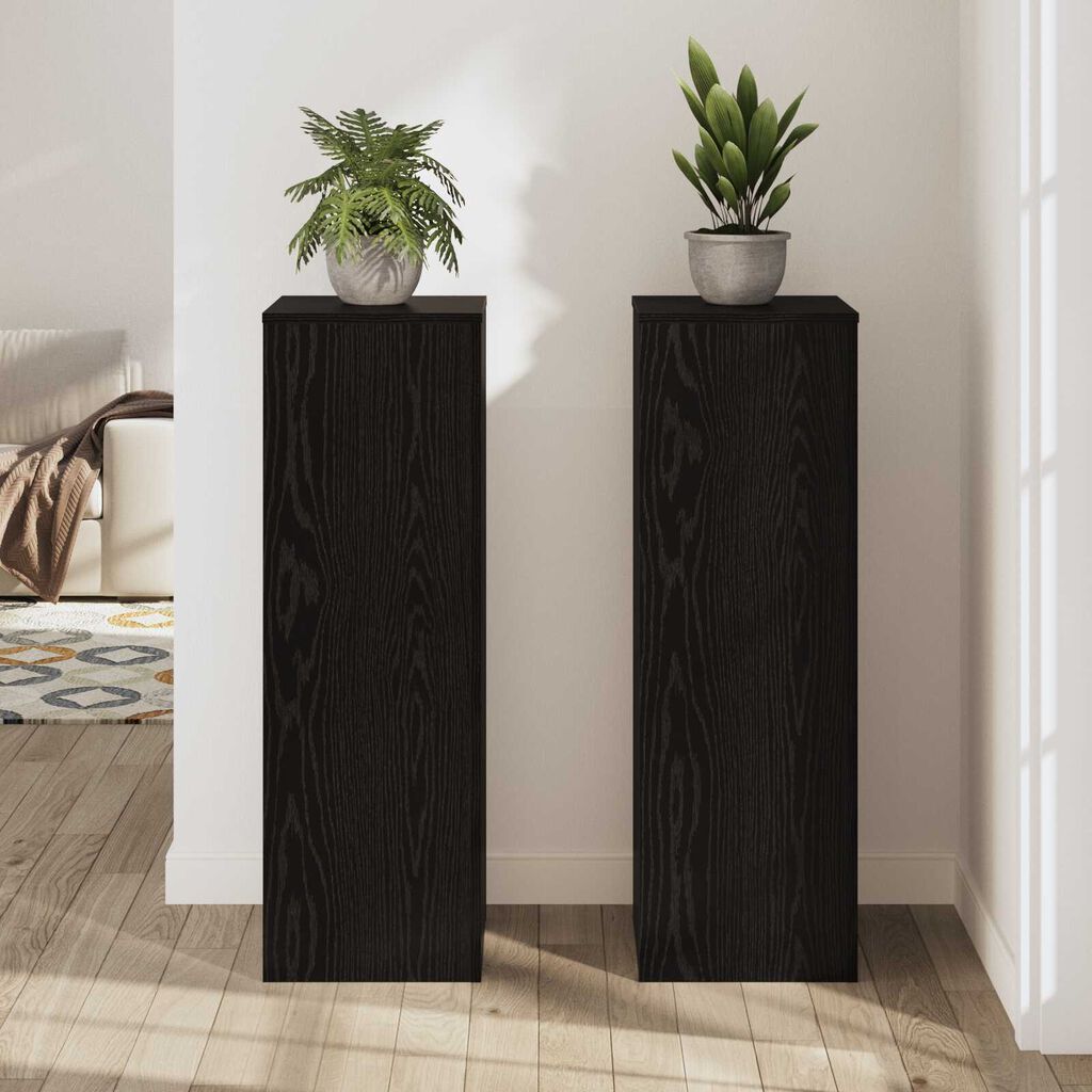 vidaXL Βάσεις Φυτών 2 τμχ Μαύρη Βελανιδιά 33x33x100 εκ. Επεξεργασμένο Ξύλο