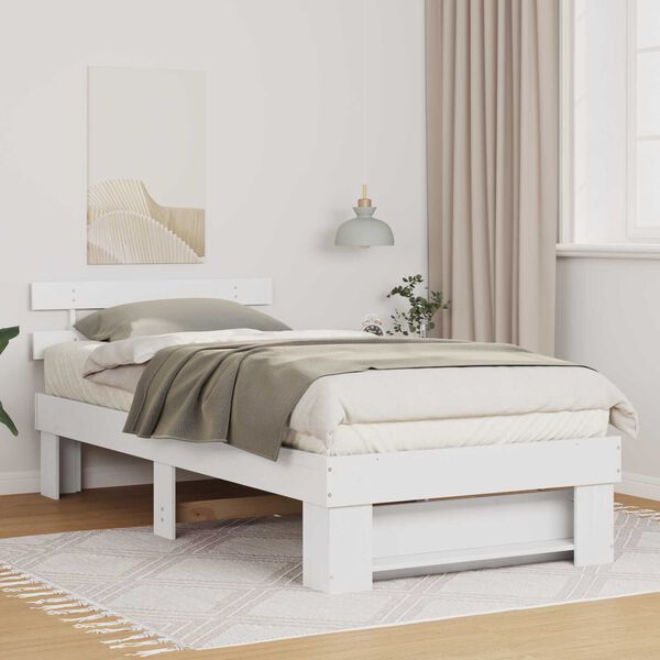 vidaXL Σκελετός Κρεβατιού Λευκό 90 x 190 cm Συμπαγές ξύλο πεύκου