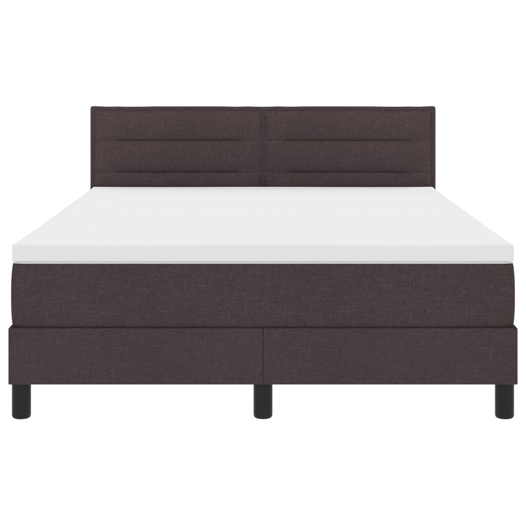 vidaXL Κρεβάτι Box Spring με Στρώμα & LED Σκούρο Καφέ 140x200 εκ Υφασμάτινο