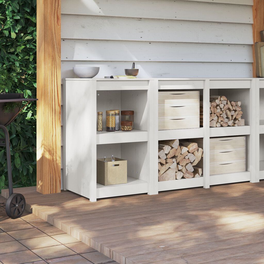 vidaXL Ντουλάπι εξωτερικής κουζίνας Λευκό 55x55x92 εκ. Μασίφ ξύλο πεύκου