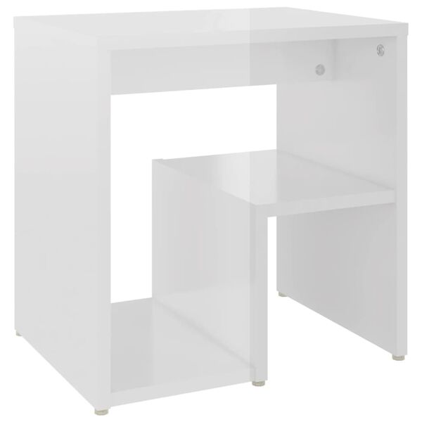 vidaXL Κομοδίνα 2 τεμ. Γυαλιστερό Λευκό 40x30x40 εκ. από Επεξ. Ξύλο