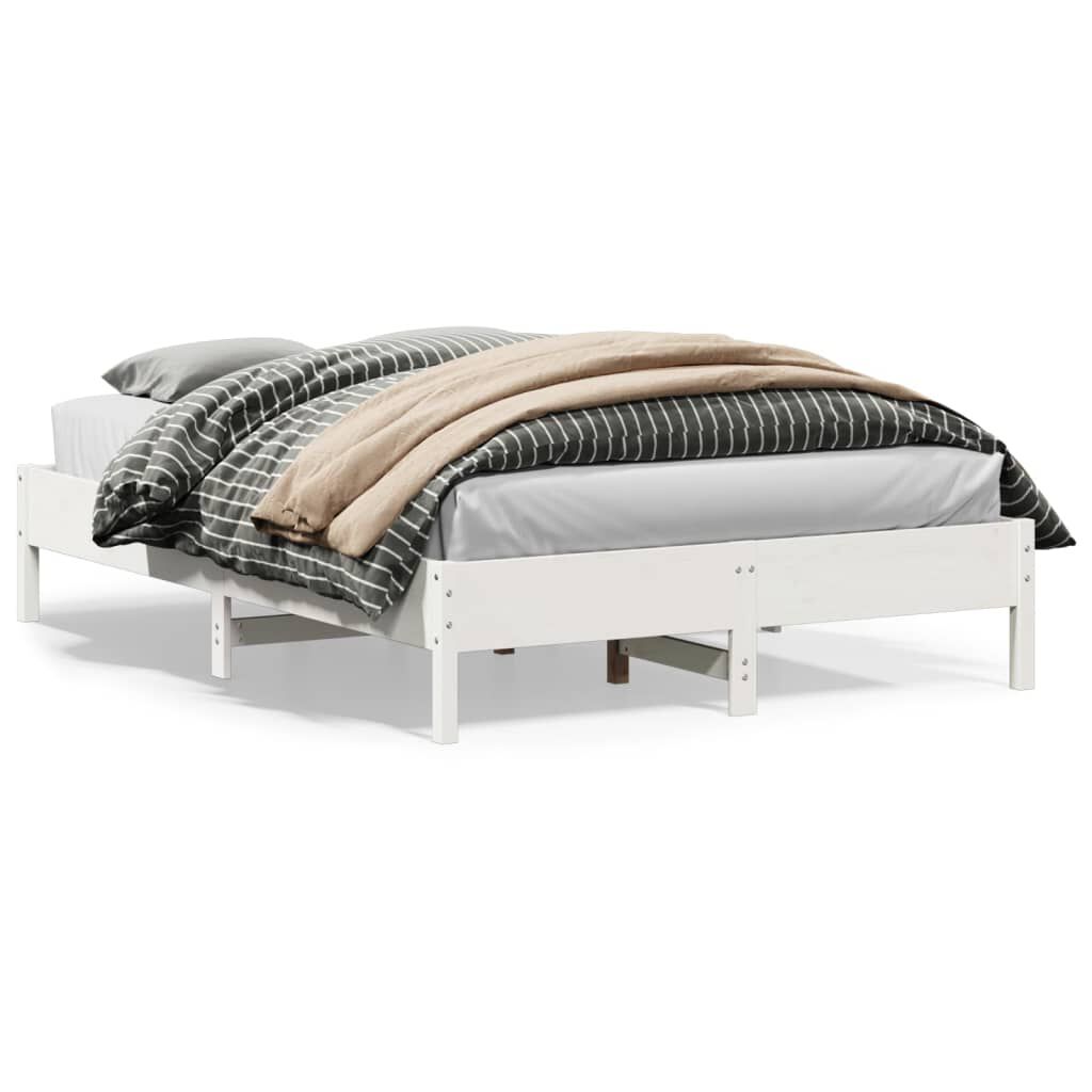 vidaXL Σκελετός Κρεβ. Χωρίς Στρώμα Λευκό 150x200 εκ Μασίφ Πεύκο