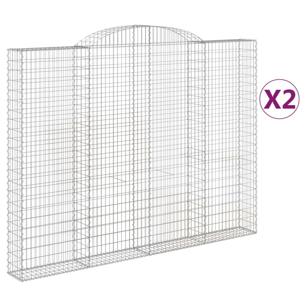 vidaXL Συρματοκιβώτια Τοξωτά 2 τεμ. 300x30x220/240 εκ. Γαλβαν. Ατσάλι