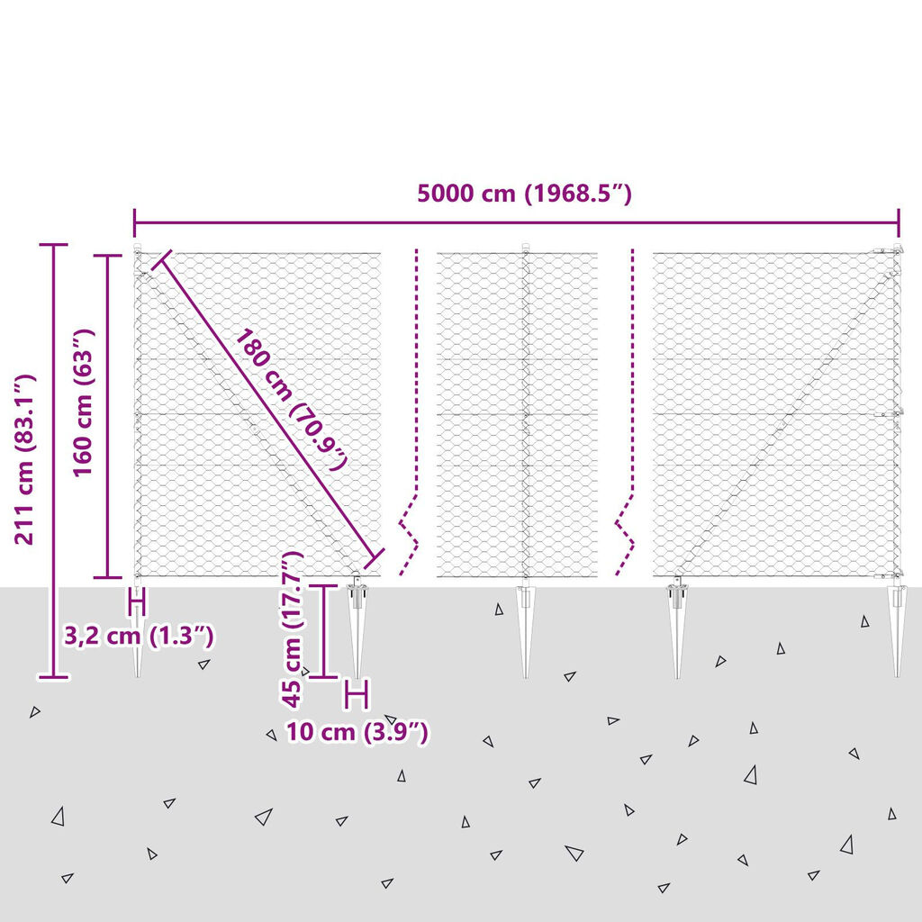 Φράχτης Hexagon vidaXL Πράσινος 1.6x50 μ Χάλυβας