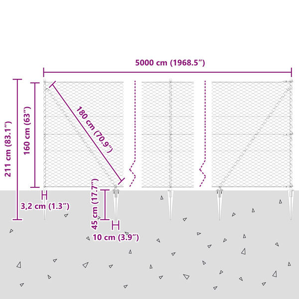 Φράχτης Hexagon vidaXL Πράσινος 1.6x50 μ Χάλυβας