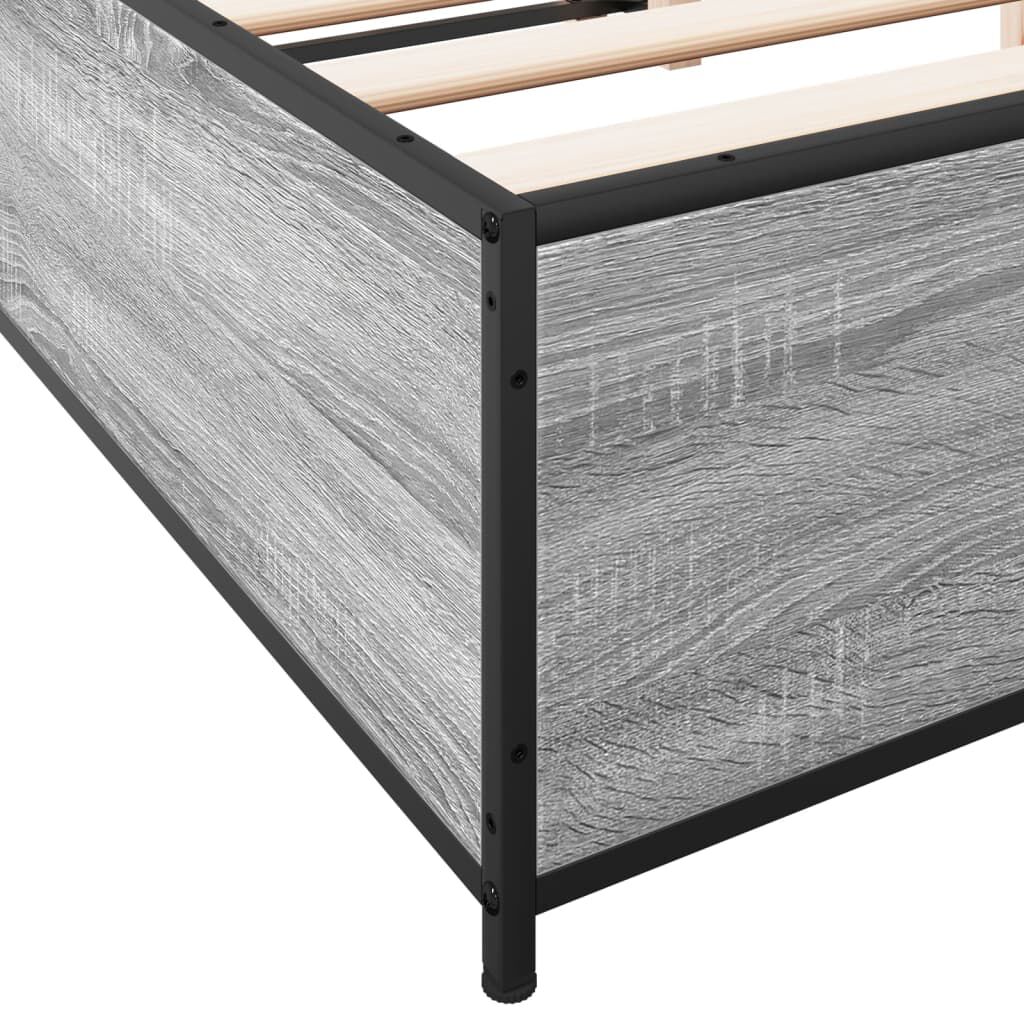 vidaXL Πλαίσιο Κρεβατιού Γκρι Sonoma 135x190 εκ. Επεξ. Ξύλο & Μέταλλο