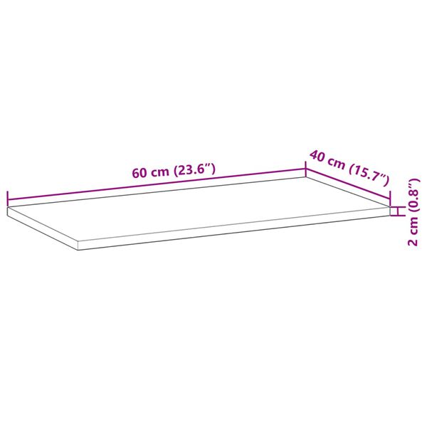 vidaXL Επιφάνεια Νιπτήρα Μπάνιου Ακατέργαστη 60x40x2 εκ. Μασίφ Ακακία