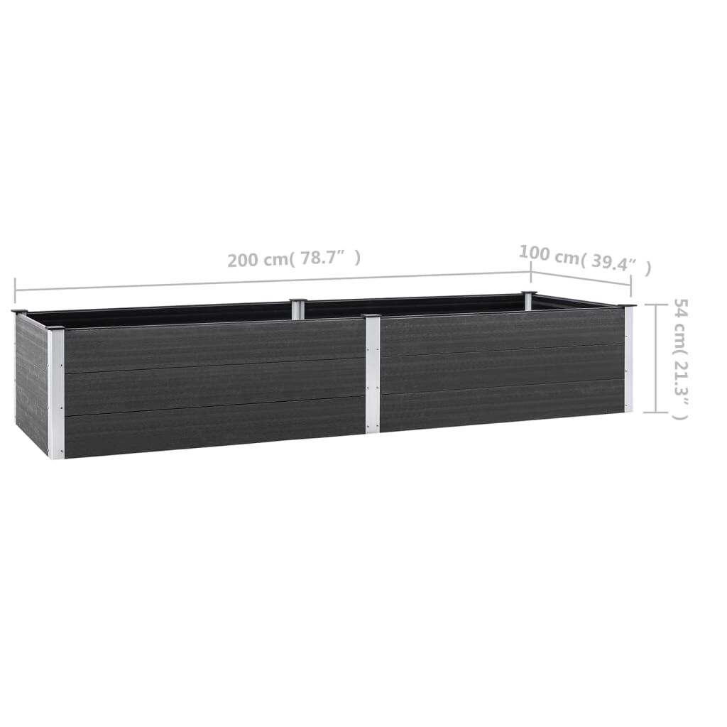 vidaXL Ζαρντινιέρα Υπερυψωμένη Γκρι 200 x 100 x 54 εκ. από WPC
