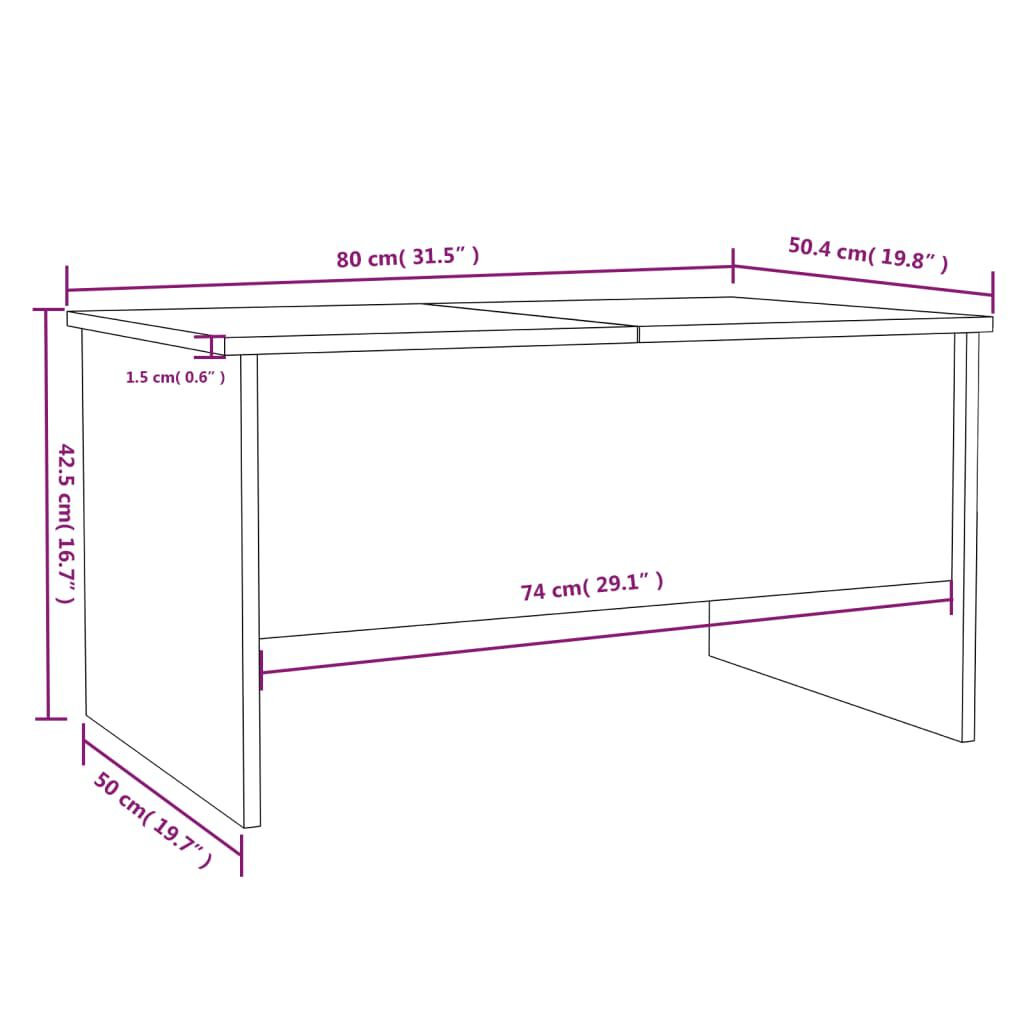 vidaXL Τραπεζάκι Σαλονιού Γκρι Sonoma80x50x42,5 εκ.Επεξεργασμένο Ξύλο