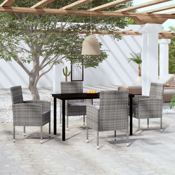 vidaXL Σετ Τραπεζαρίας Κήπου 5 Τεμαχίων Ανθρακί