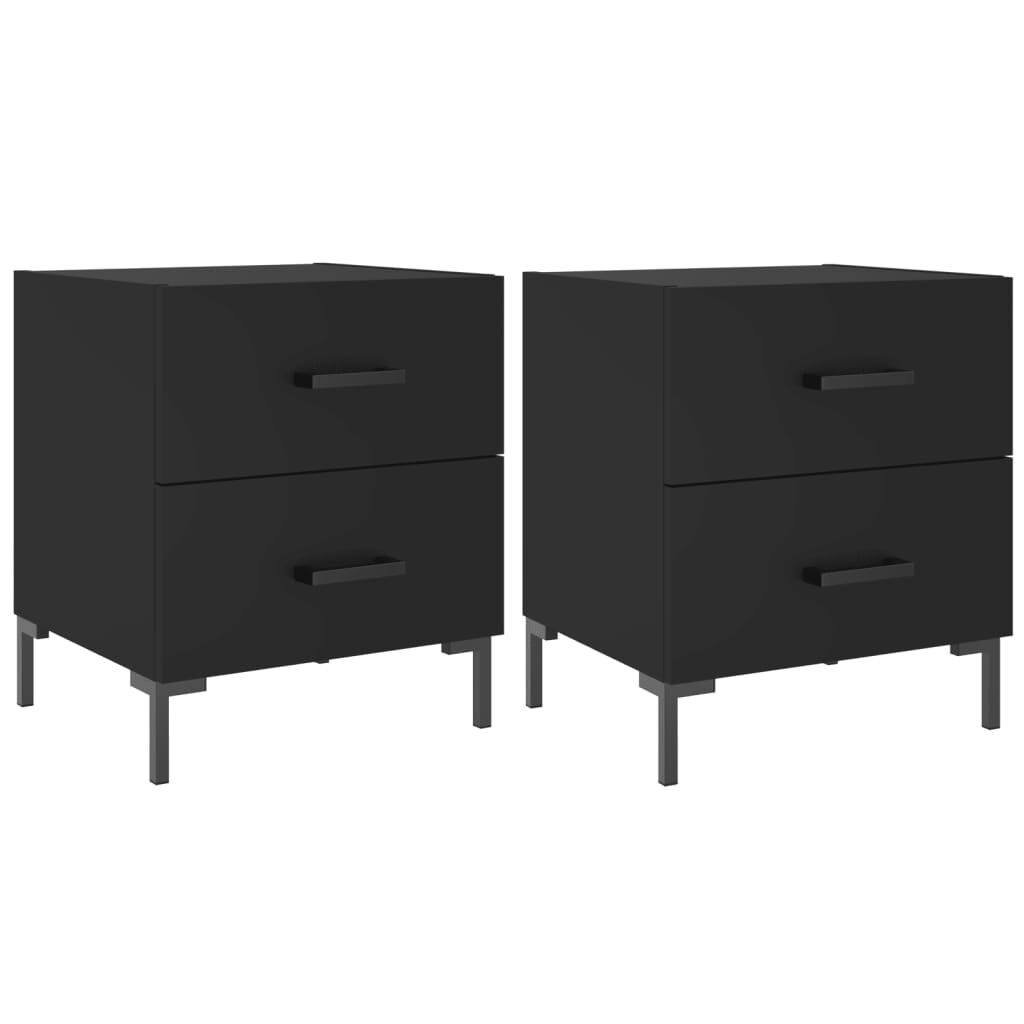 vidaXL Κομοδίνα 2 τεμ. Μαύρα 40 x 35 x 47,5 εκ. από Επεξεργασμένο Ξύλο