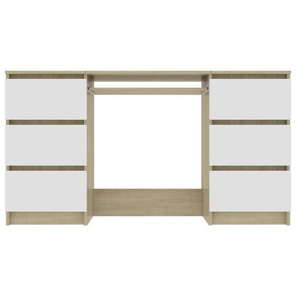 vidaXL Γραφείο Λευκό/Sonoma Δρυς 140 x 50 x 77 εκ. από Μοριοσανίδα
