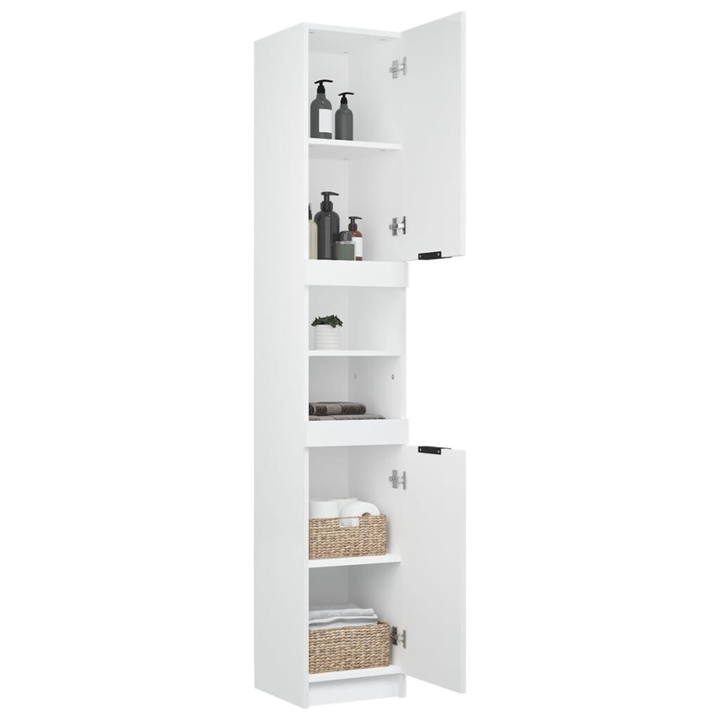 vidaXL Ντουλάπι Μπάνιου Λευκό 32 x 34 x 188,5 εκ. Επεξεργασμένο Ξύλο