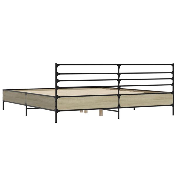 vidaXL Πλαίσιο Κρεβατιού Sonoma Δρυς 180x200 εκ. Επεξ. Ξύλο & Μέταλλο