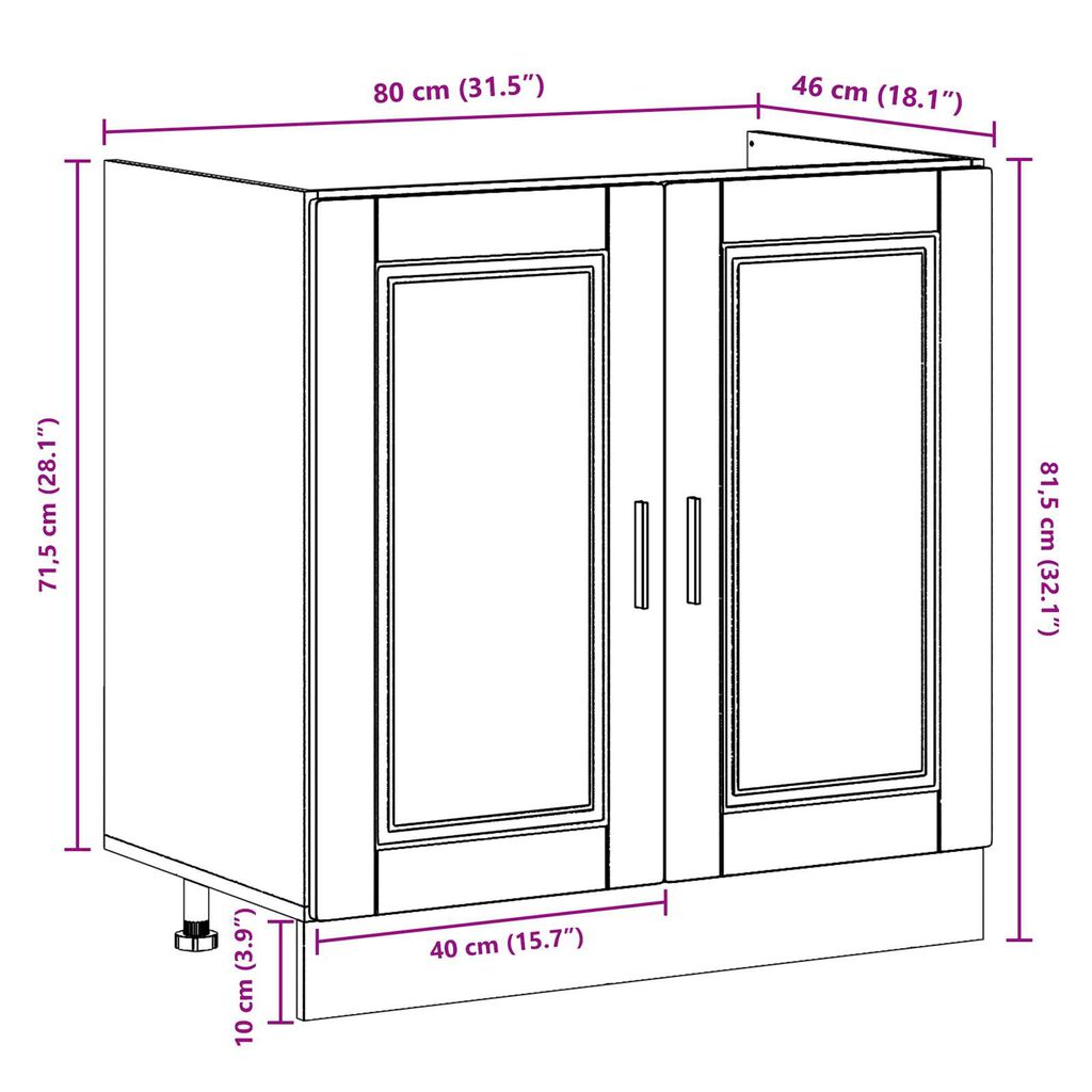 vidaXL Βάση Νιπτήρα "Porto" με Νιπτήρα Λευκό 80x46x84,5 εκ από Επεξεργασμένο Ξύλο