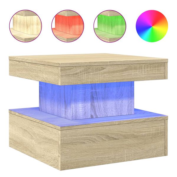 vidaXL Τραπεζάκι Σαλονιού με LED Sonoma Δρυς 50x50x40 εκ.