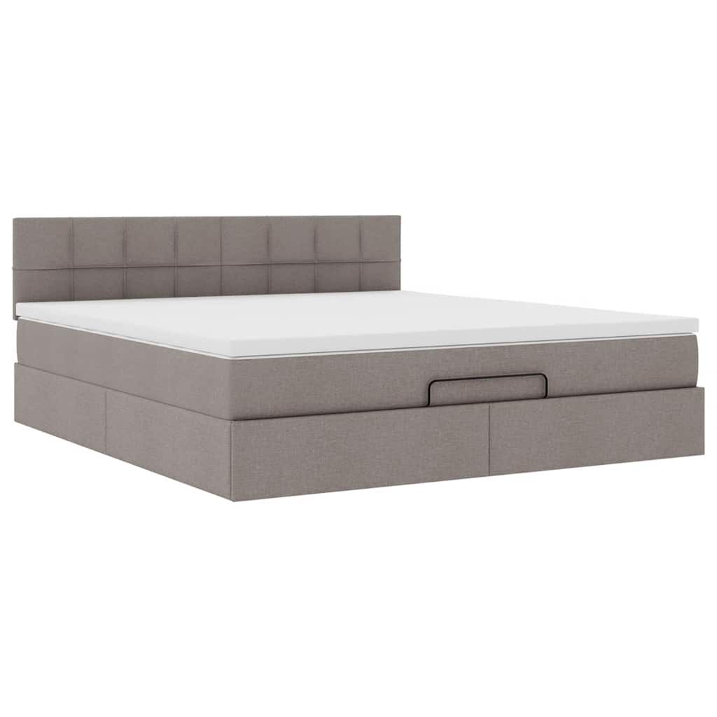vidaXL Οθωμανικό κρεβάτι με στρώμα Taupe 180x200cm ύφασμα