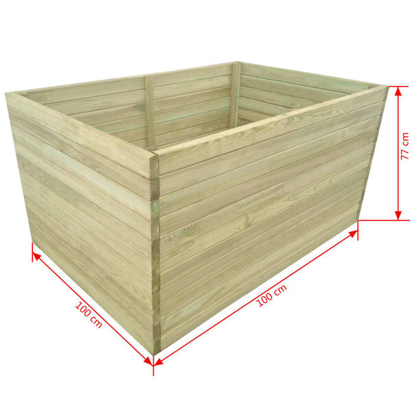 vidaXL Ζαρντινιέρα Υπερυψωμένη 100x100x77 εκ. Εμποτισμένο Ξύλο Πεύκου