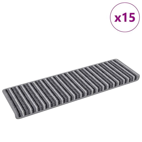 vidaXL Αυτοκόλλητα Ματ Σκαλοπατιών Ριγέ 15 pcs Γκρι 65 x 21 x 4 cm