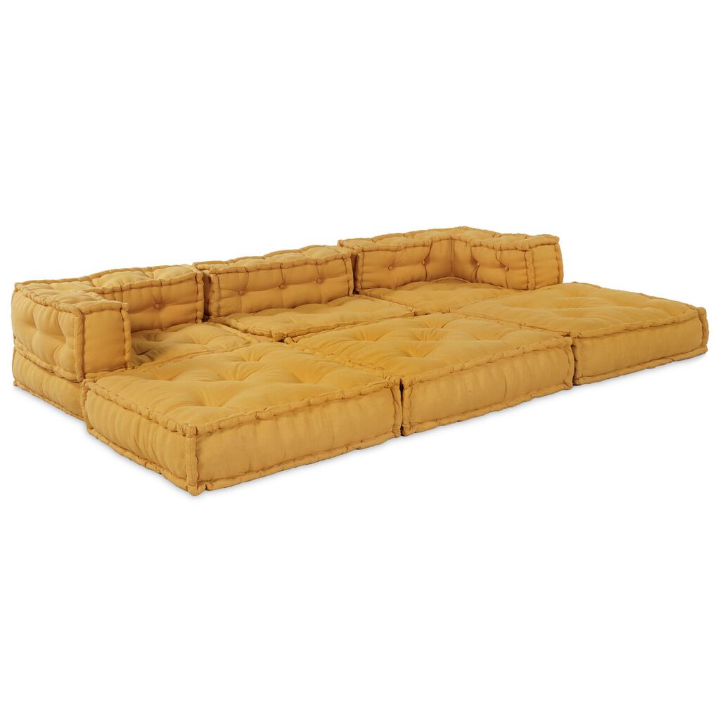 vidaXL Modular Pouffes 3 τμχ Κίτρινο Ύφασμα