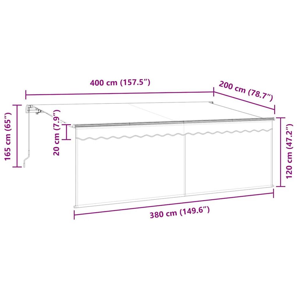 vidaXL Σκηνίτσα Αναδιπλούμενη Ανθρακί 400 x 200 cm ύφασμα