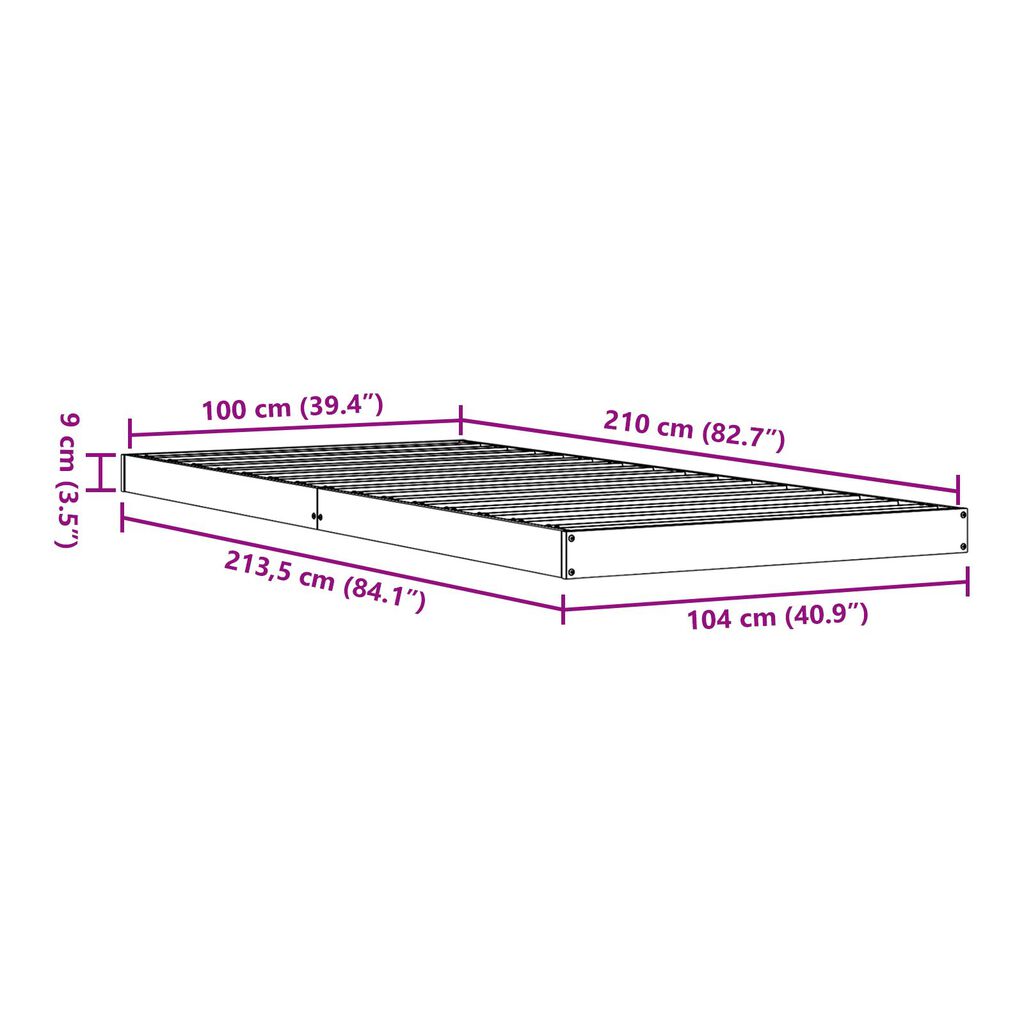 vidaXL Κρεβάτι από Ξύλο Λευκό 100x210 εκ.