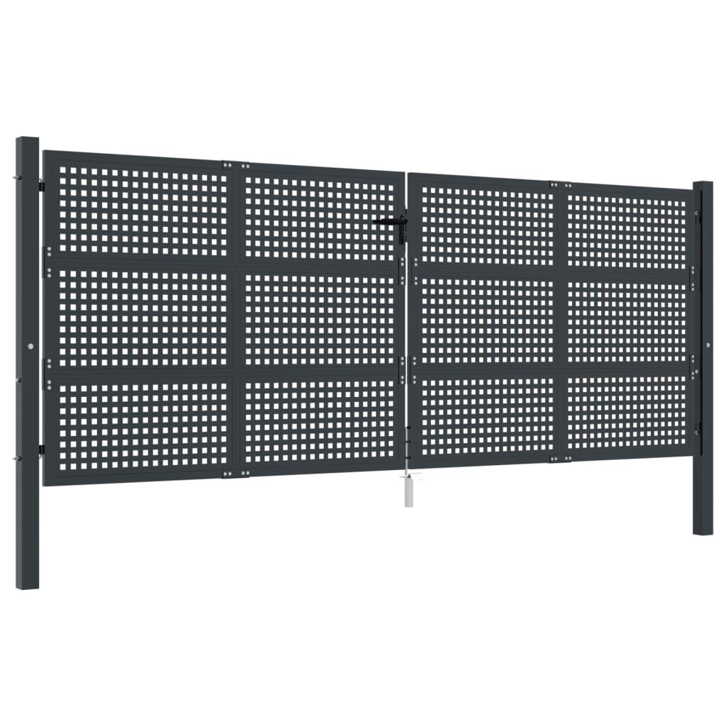 vidaXL Πύλη Κήπου Ανθρακί 400 x 125 εκ. Ατσάλινη